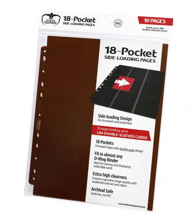 Ultimate Guard - Pages 18-Pocket Side- Loading Pages - Standard Size - Brown