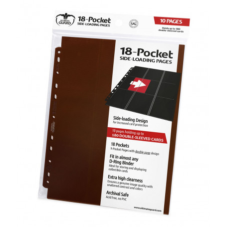 Ultimate Guard - Pages 18-Pocket Side- Loading Pages - Standard Size - Brown