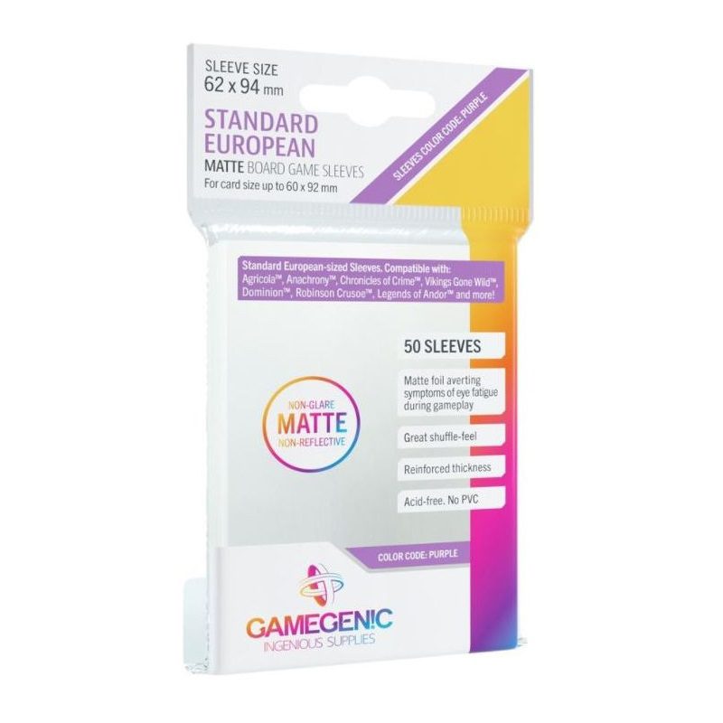 GameGenic - Card Sleeves: Board Game- Matte Standard European (62x94 mm) (50ct)