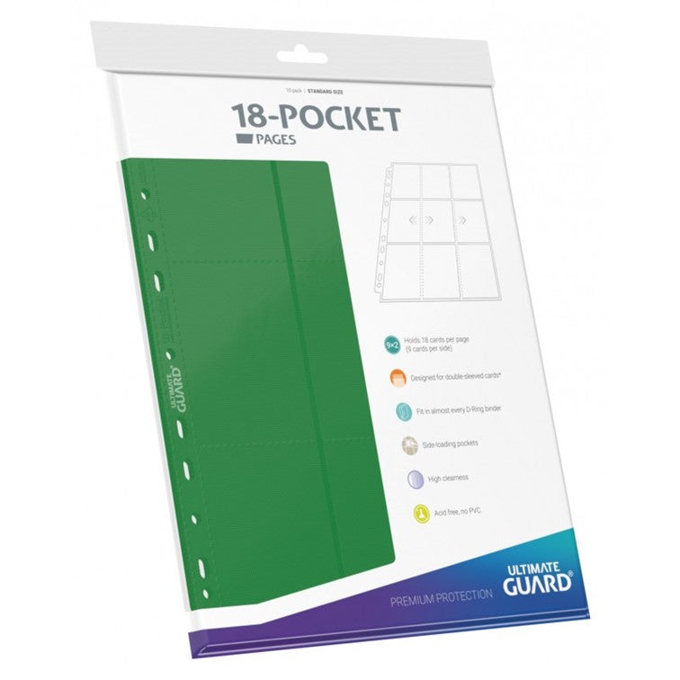 Ultimate Guard - Pages 18-Pocket Side- Loading Pages - Standard Size - Green