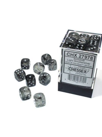 Dice - CHX 27978 - Borealist 12mm d6 Dice Block Smoke/Silver