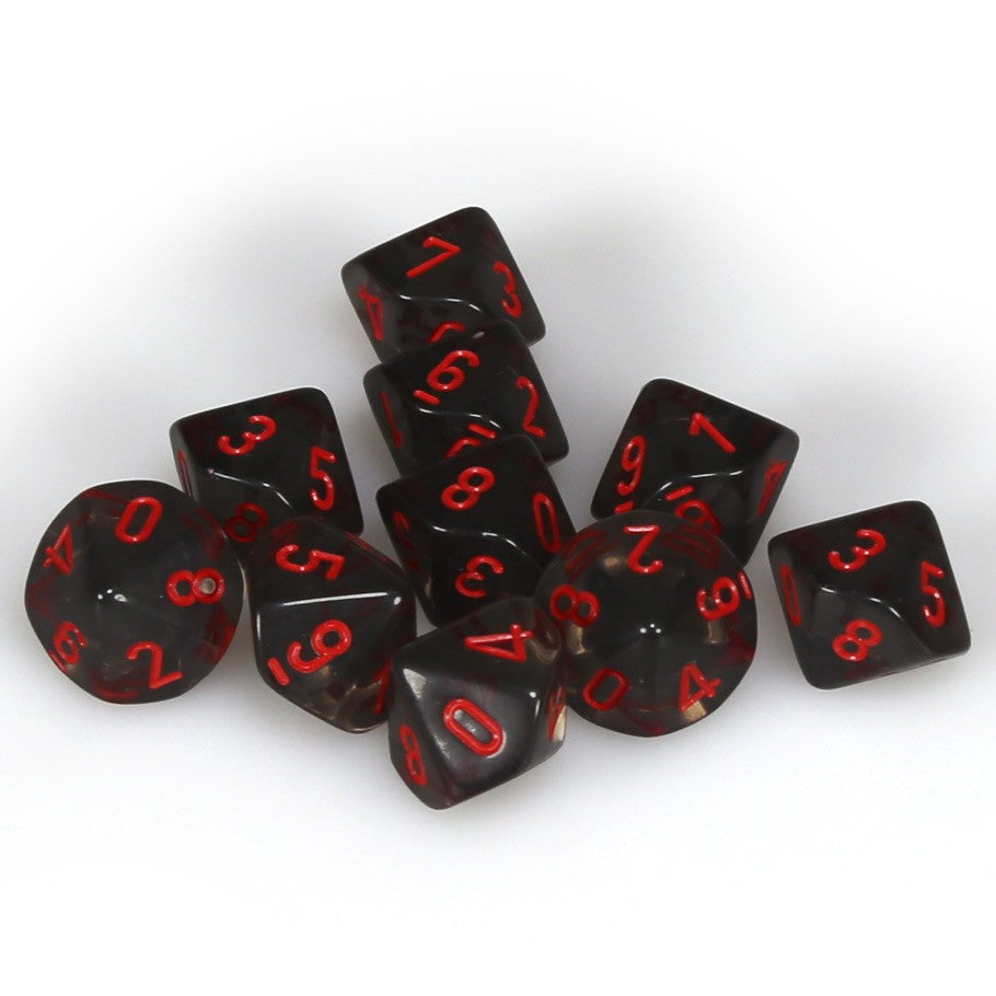 Dice - CHX 23288 - Translucent d10 Set Smoke/Red