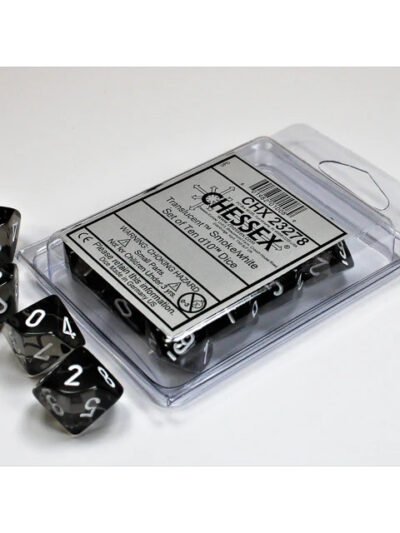 Dice - CHX 23278 - Translucent d10 Set Smoke/White
