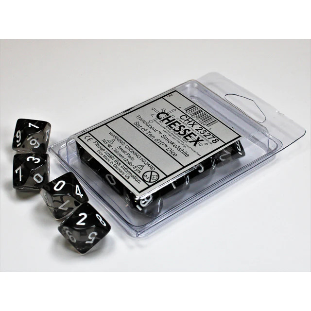 Dice - CHX 23278 - Translucent d10 Set Smoke/White