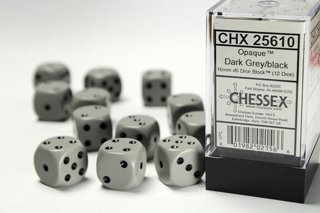 Dice - CHX 25610 Opaque 16mm d6 Dice Block (12ct.)
