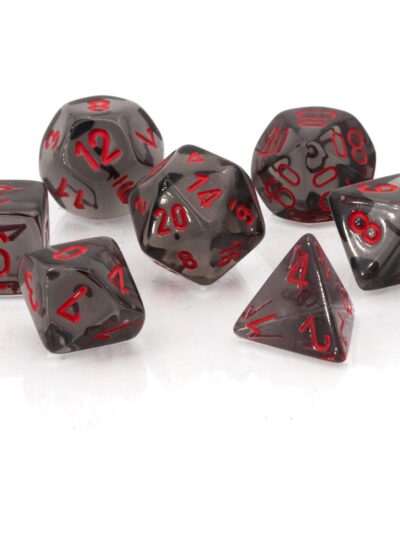 Dice - CHX 27445 - Translucent Polyhedral Smoke/Red 7-Die Set