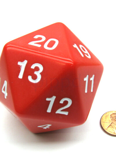 One 55mm 20 sided Die - Countdown with bag - Red