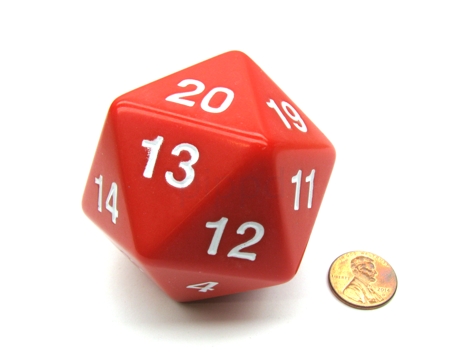 One 55mm 20 sided Die - Countdown with bag - Red