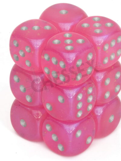 Dice - CHX 27784 Chessex Borealis 16mm d6 Dice Block (12ct.) Pink/Silver Luminary