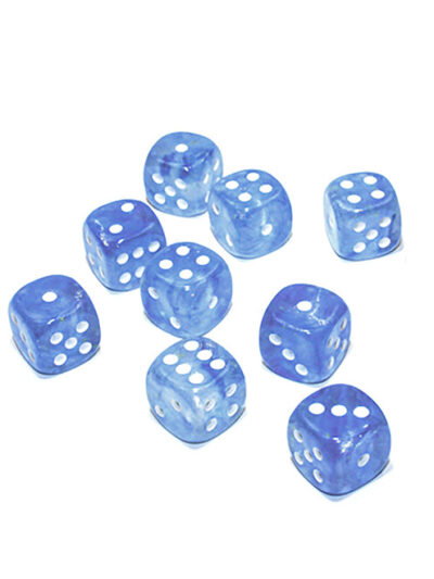 Dice - CHX 27786 Chessex Borealis 16mm d6 Dice Block (12ct.) - Sky Blue/White Luminary