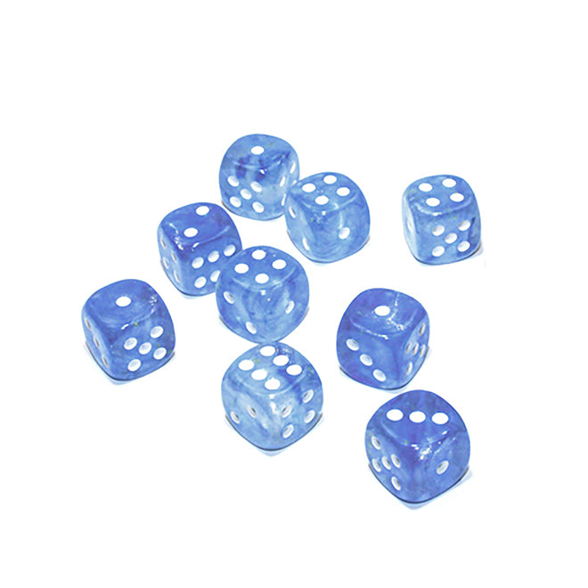 Dice - CHX 27786 Chessex Borealis 16mm d6 Dice Block (12ct.) - Sky Blue/White Luminary