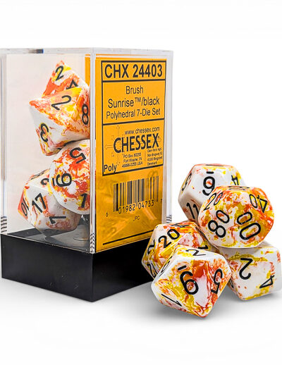 Dice - Chessex Brush Polyhedral Sunrise/black 7 - Die Set