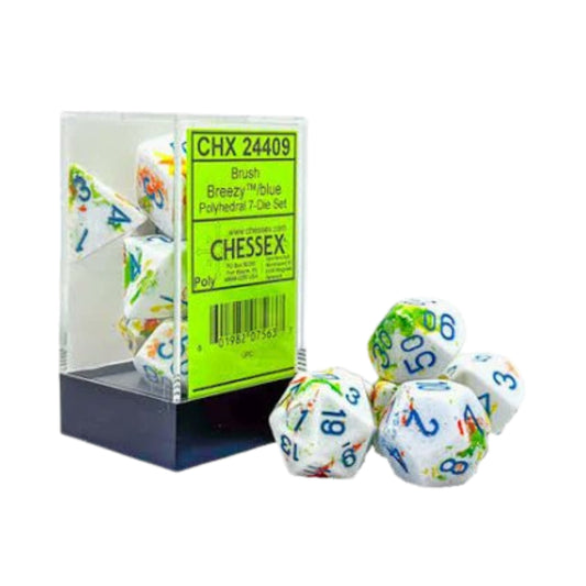 Dice - Chessex Brush Polyhedral Breezy/blue 7-Die Set
