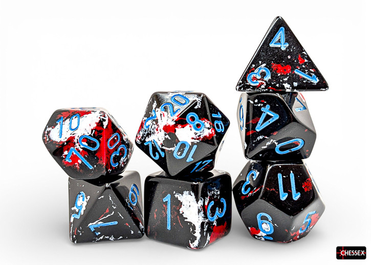 Dice - Chessex Brush Polyhedral Dark Side/blue 7-Die Set