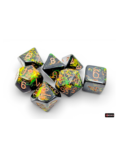 Dice - Chessex Brush Polyhedral Deep Forest/gold 7- Die Set