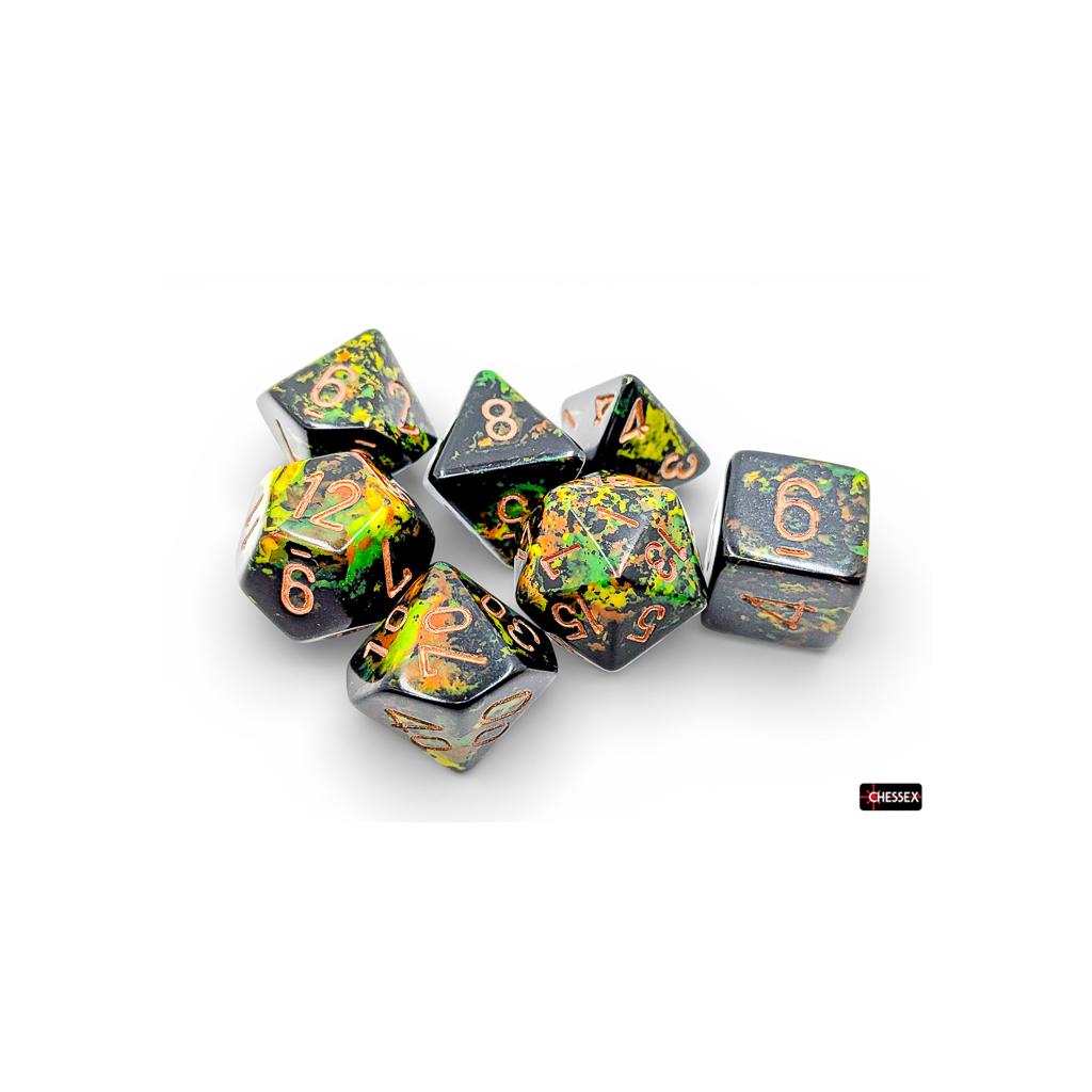 Dice - Chessex Brush Polyhedral Deep Forest/gold 7- Die Set