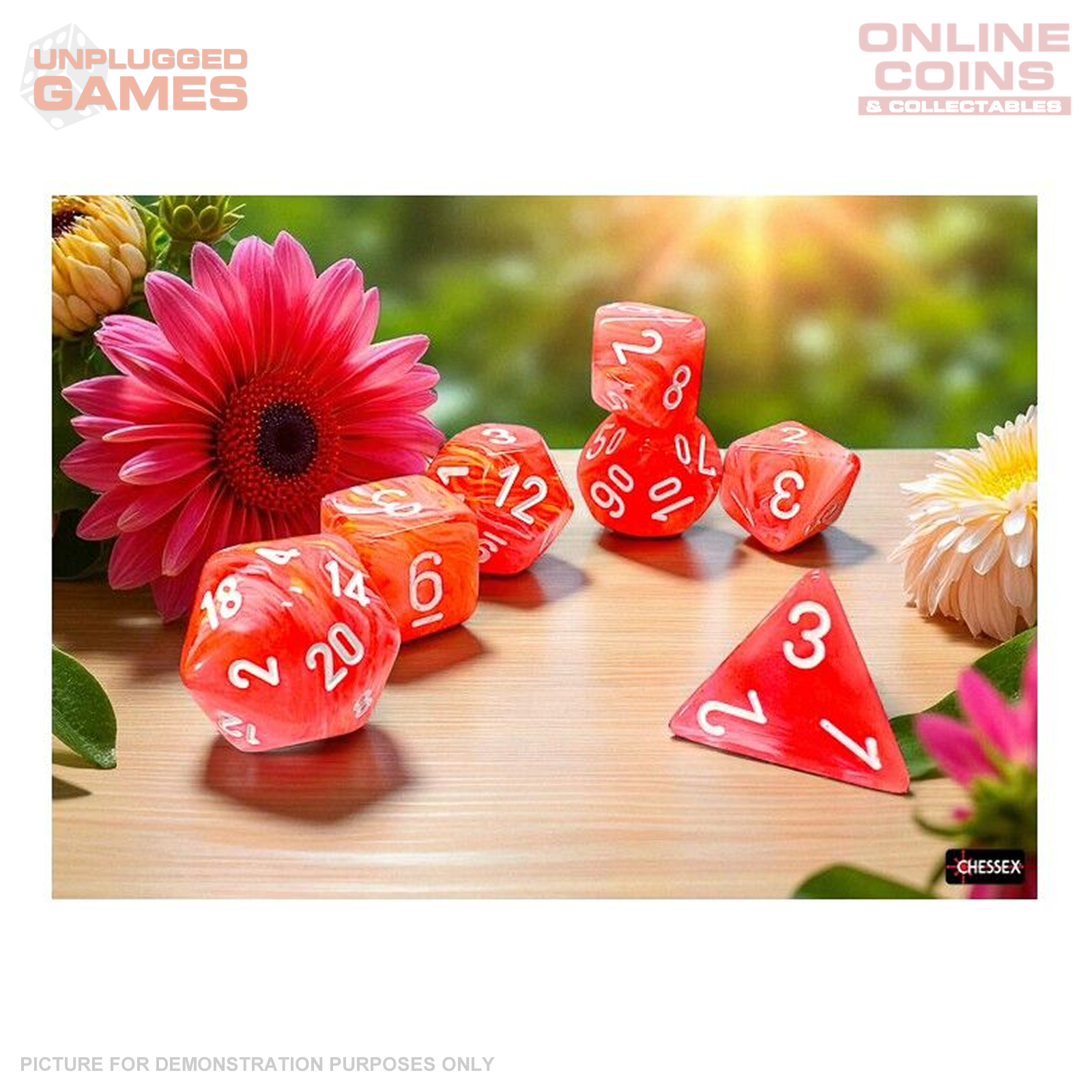 Dice - Chessex Festive Mega-hedral Dahlia/white Luminary 7 - Die Set