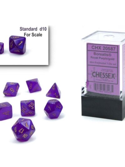 Dice - Chessex Borealis Mini-hedral Royal Purple/gold Luminary 7 - Die