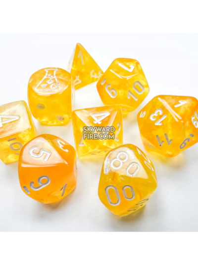 Dice - Chessex Borealis Canary/white Luminary Polyhedral 7 - Dice Set (with bonus die)